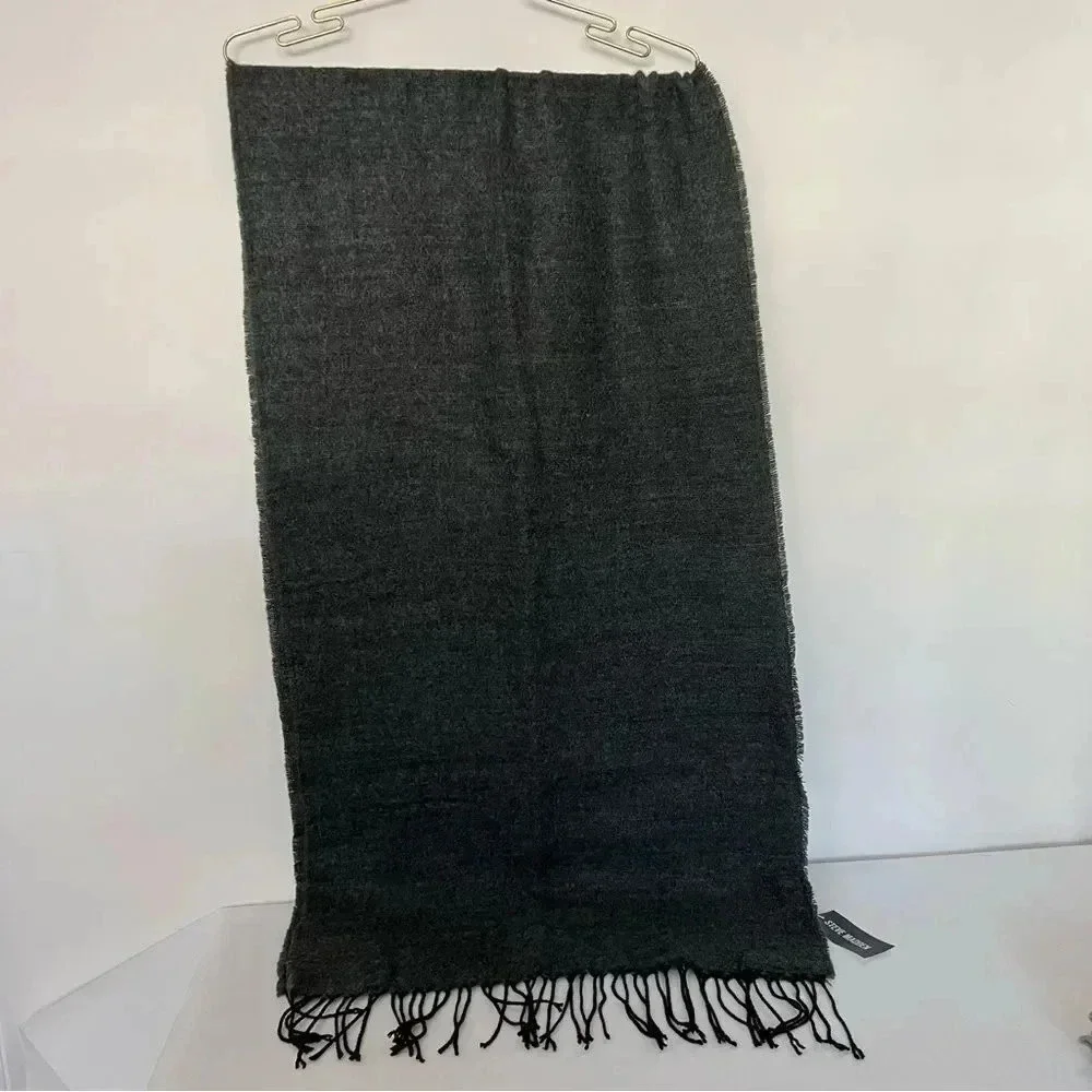Steve Madden Heather Gray Grey Print Scarf Cozy Warm